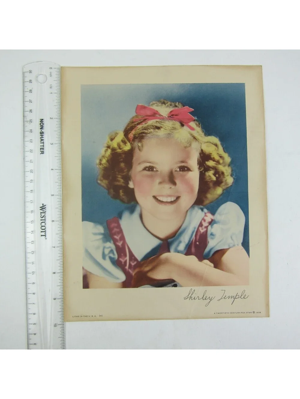 Shirley Temple 8x10 Litho Print Red Ribbon Twentieth Century Fox Vintage 1938